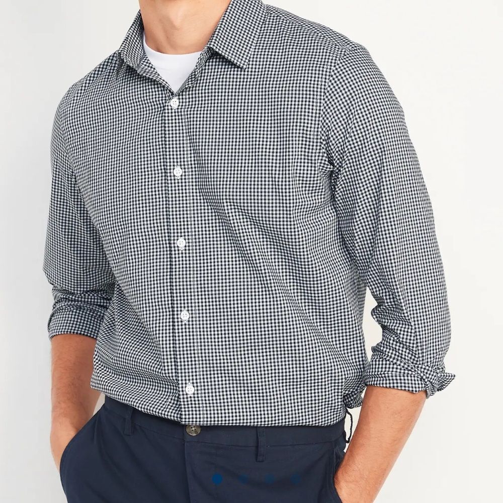 Old Navy The Pro Signature Long Sleeve Shirt Men’s Medium 17½" 35" Blue Checks